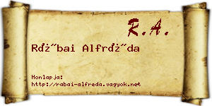 Rábai Alfréda névjegykártya